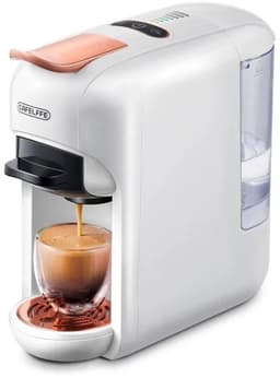 Rustive Koffiemachine 5 in 1 - Nespresso & Espressomachine - 19 Bar pompdruk - Half Gemalen Koffie - Warm & Koud - Wit — thumbnail 1