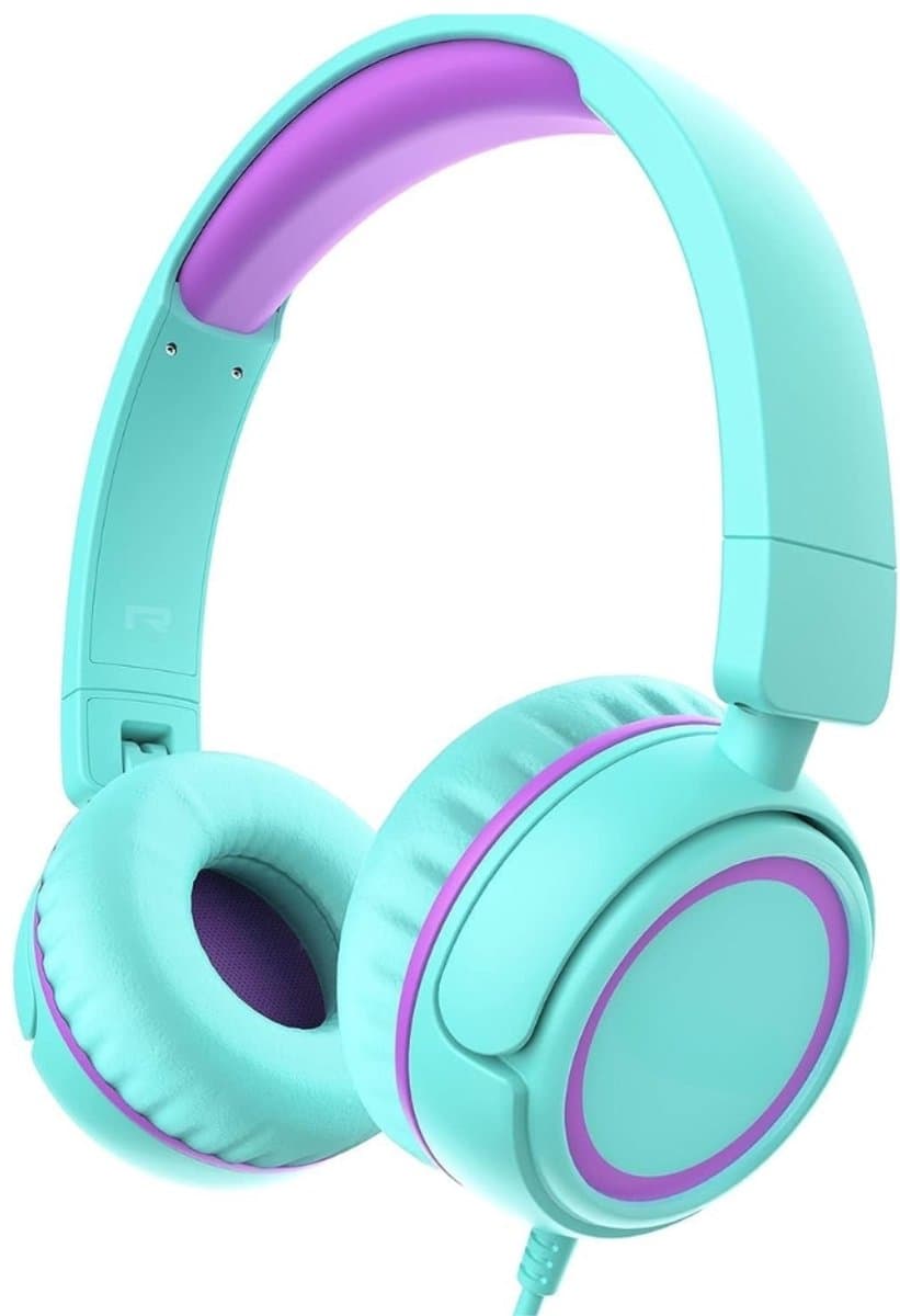 StayPowered Koptelefoon - Veilig & Comfortabel voor Kinderen - 85dB Geluidslimiet - Zacht Memory-Schuim - Ergonomisch Ontwerp - Opvouwbaar & Duurzaam - Verstrengelvrij Kabel - Universele Compatibiliteit - Lichtblauw - Levering Sneller dan Aangegeven! — afbeelding 1