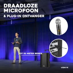 Draadloze microfoon - Geschikt voor JBL speakers - plug-in ontvanger -Vonyx WM55- UHF microfoon draadloos - universeel — thumbnail 4