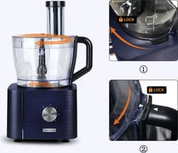 J&R Keukenmachine - Alles in 1 keukenmachine - Multifunctionele keukenmachine - Vleesmolen - Garde - Kneder - Shredder - Sinaasappelpers - Hakselaar - Blender - 1100W - Donkergrijs — thumbnail 4