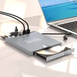 Zenwire H61 - Draagbaar extern station - CD-lezer - DVD-speler Schijfbrander - HUB 7in1 USB-C 3.0 - 4xUSB 2.0 - SD/Micro SD-kaartlezer - Plug & Play - stille werking - Brede compatibiliteit — thumbnail 3