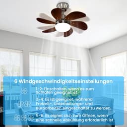 NETTLIFE Plafondventilator Met Verlichting - E27 - chroom - 6 Bladen Ventilator - met Afstandsbediening - 75cm - Timing Plafondlamp - Voor Woonkamer | Slaapkamer | Keuken | Eetkamer-excl. lichtbron — thumbnail 4