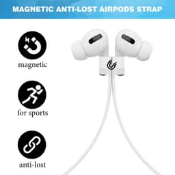 YONO Magnetische Band geschikt voor Apple Airpods - 4 3 2 1 - Pro - Siliconen Koord voor Oordopjes Draadloos - Anti Lost Strap - 80cm - Wit — thumbnail 2