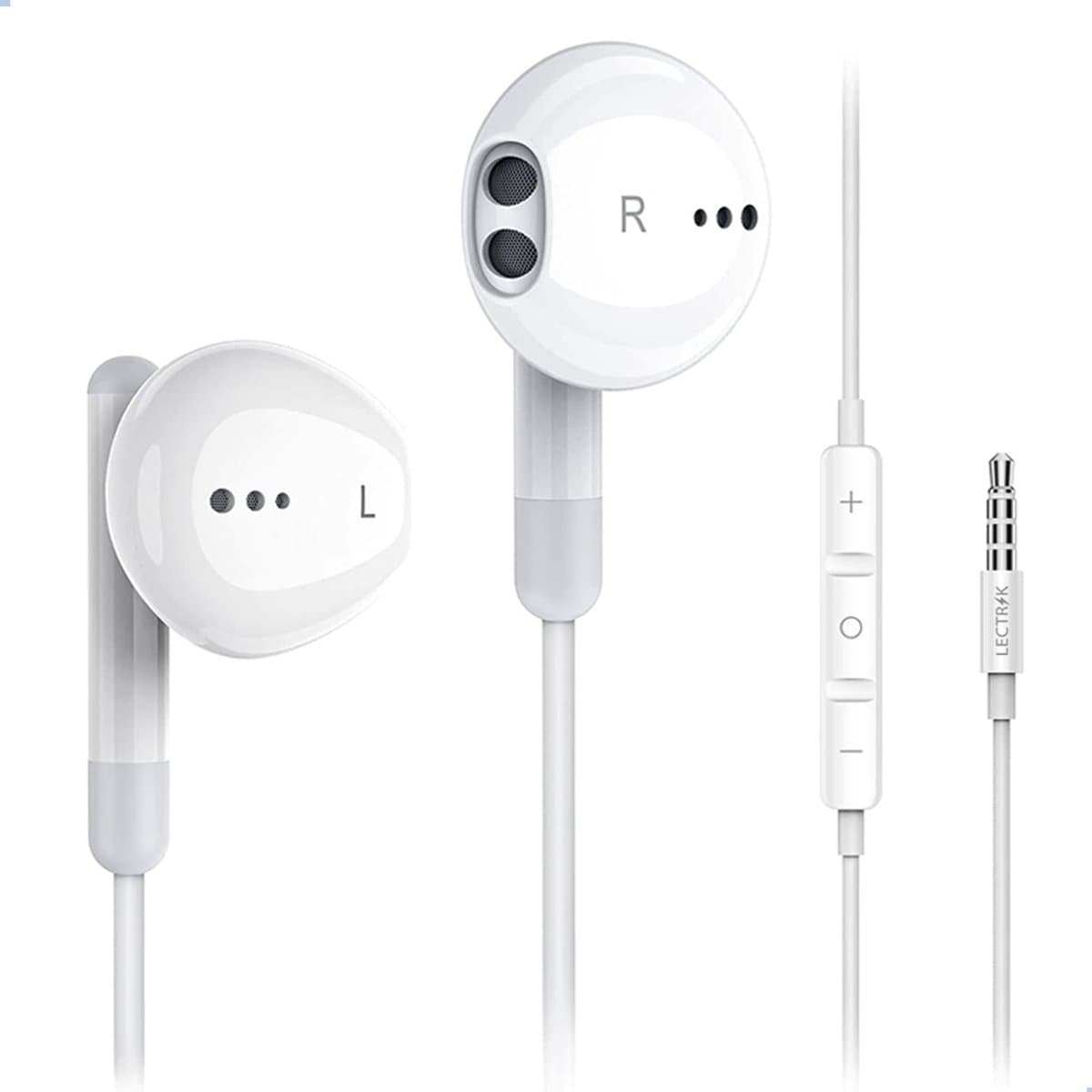 Oortjes met draad en microfoon - Oordopjes - 120CM kabel - 3,5MM Jack Aansluiting - Earphones Wired - Wit — afbeelding 1