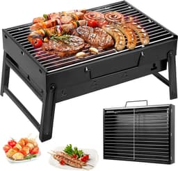 Uten Opvouwbare mini tafel bbq houtskool - barbecue houtskool - Houtskoolbarbecues - Camping barbecues- Barbeque - Grilloppervlak (L x B) 43.3 x 29.5 cm - (2 stijl | B) - Zwart — thumbnail 1
