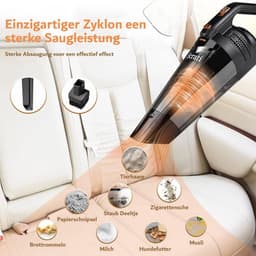 Handstofzuiger - Accu-handstofzuiger - Draadloze Autostofzuiger - Kleine Handstofzuiger - Oplaadbare Mini-Stofzuiger voor Thuis en Auto - 120 Watt - Nat en Droog - Zakloos - Led Licht - Autostofzuiger - Reiniging - Draadlos - Wasbaar — thumbnail 4