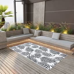 vidaXL - Buitenkleed - ARAKIL - 190x290 - cm - PP - wit - en - zwart — thumbnail 2
