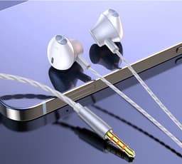 Earpods - Bedrade oortjes - In Ear Oordopjes - Oortjes met Draad en Microfoon - Extra Bass - 3,5mm Jack Aansluiting - 120cm kabel - Wit — thumbnail 2