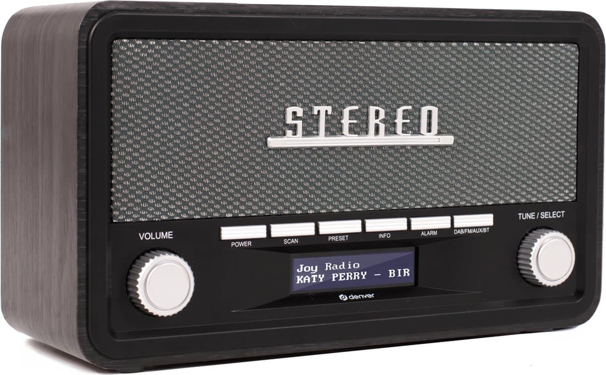 Denver DAB Radio - Retro Radio - Bluetooth - DAB+/ FM - Dimbaar - Batterijen & Netstroom - DAB18DG — afbeelding 1