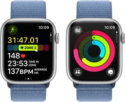 Apple Watch Series 9 - 45mm - Case with Winter Blue Sport Loop - Zilver Aluminium — thumbnail 5