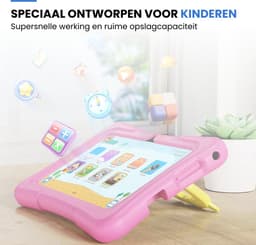 Oneiro Kindertablet KIDSPLAY 7 inch BLAUW - Kindertablet vanaf 3 jaar - Ouder Control App - Beschermhoes - Android 11 – 3000 Mah Batterij - Roze — thumbnail 3