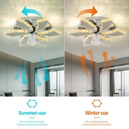 Kristallen Ventilator Lamp - Smart Lamp - 6 Standen - Dimbaar - Afstandsbediening & APP Bluetooth - Plafondventilator - Voor Woonkamer en Slaapkamer — thumbnail 2