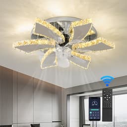 Kristallen Ventilator Lamp - Smart Lamp - 6 Standen - Dimbaar - Afstandsbediening & APP Bluetooth - Plafondventilator - Voor Woonkamer en Slaapkamer — thumbnail 5
