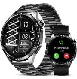 Avalue Smartwatch Heren - AMOLED Full Touchscreen - Bluetooth Bellen - Bloeddruk & Hartslag Monitor - Bloedzuurstof - Slaapmonitor - Stappenteller - 330 mAh - iOS & Android - Incl. 3 Bandjes - Zwart — thumbnail 1