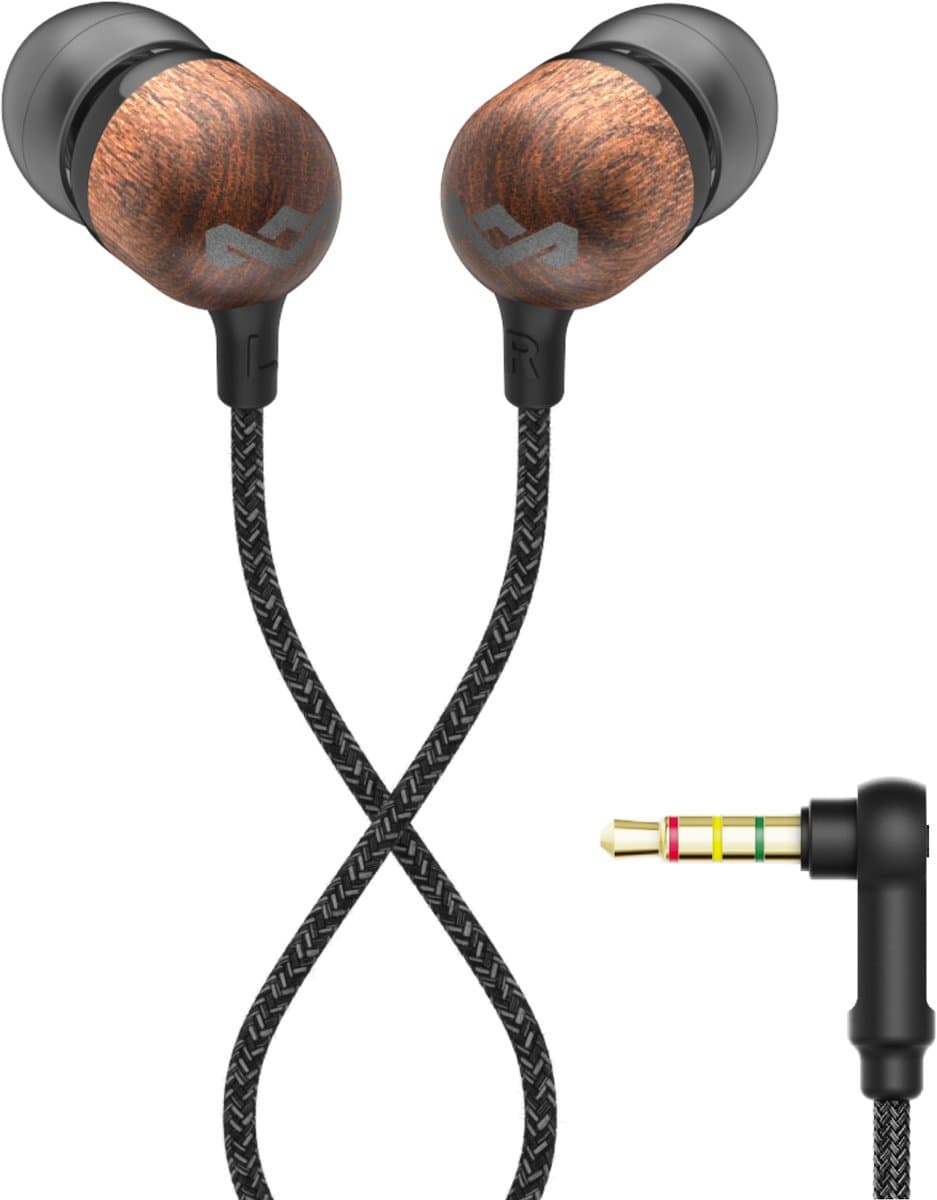 House of Marley Smile Jamaica Oortjes met Draad - Bedrade Oordopjes 3,5 mm Aansluiting - Met Microfoon en 1knopsbediening - Eco Friendly Design - 9 mm Drivers - Knoopvrije Kabel - Zwart — afbeelding 1