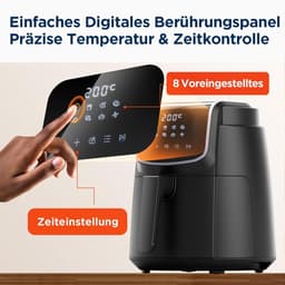 Heteluchtfriteuse - Olievrije Frituurpan - Gezond Koken - 8 Voorgeprogrammeerde Functies - 4 Liter - Zwart — thumbnail 3