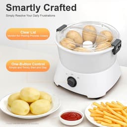 Elektrische Aardappelschilmachine - Automatische Dunschiller - Snel Groenten Schillen - 85W Koperen Motor - 0.8 kg Capaciteit - Wit — thumbnail 4