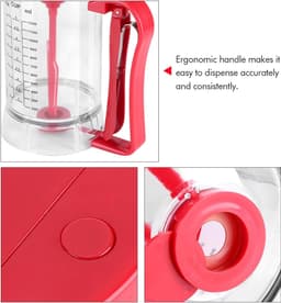 Beslag Mixer Dispenser - Beslag Maker - Bakken Maken - Automatisch Mengen - 1200 ml - Transparant Rood — thumbnail 5