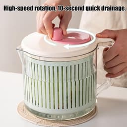 Fruit Wasmachine - Groente Spinner - Salade Bereiden - Hand Crank Bediening - 23.5 x 19.5 cm - Meerkleurig — thumbnail 2