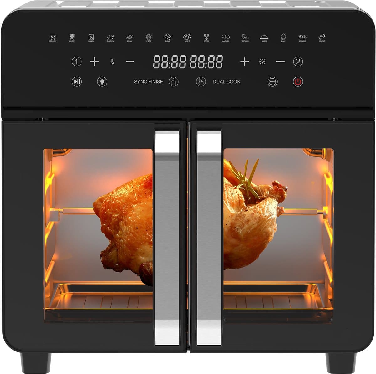 Dubbele Kamer Airfryer - 23L Heteluchtfriteuse met Franse Deuren - 15 Programma's - 2200 W - 12 Accessoires - Verwijderbare Tussenwand voor Kookruimte - 50-200°C — afbeelding 1