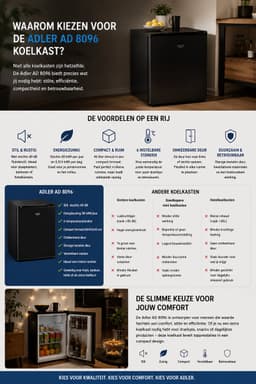 Jurrys Koelkast - Frigo - Mini koelkast - Slim ontwerp - Energiezuinig - Ruimtebesparend - Inclusief vriesvak - 45×49,5×45cm Zwart — thumbnail 5