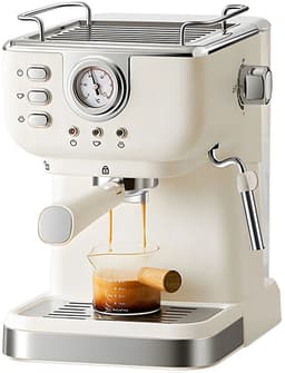 VIEMAE Koffiezetapparaat - Koffiezetapparaat espresso, cappuccino - 20 bar, semi automatisch, 1050W, 1.5L - Stoompijp - Wit — thumbnail 1