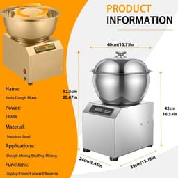 Deeg Mixer - Kneedmachine Keuken - Bakken Brood - Krachtige Motor - 8 kg Capaciteit - Zilver — thumbnail 5