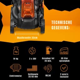 Florixa® Grasmaaier Accu - Grasmaaier Elektrisch - Grasmaaier Benzine - Grasmaaier Benzine Zelftrekkend - Zwart - 65cm x 43cm x 41cm; 14 kg — thumbnail 2