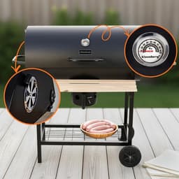Klausberg XXL Houtskoolbarbecue op Wielen - Met Deksel, Thermometer en Zijtafels - Groot Grilloppervlak 70 x 35 cm - Asopvangbak - Ideaal voor Tuin en Terras — thumbnail 5