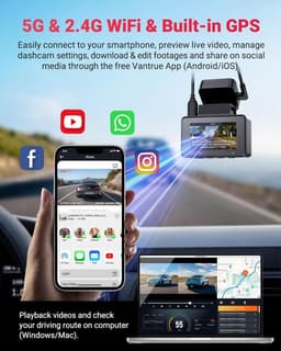 Dashcam - Autocamera - Veilig Rijden - 4K Resolutie - 2 Inch Scherm - Blauw — thumbnail 4