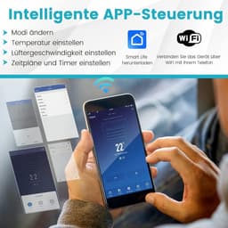 COSTWAY Mobiele airconditioning met afvoerslang, 12000 BTU, voor ruimtes tot 120 m³, 5-in-1 airconditioner voor koelen, verwarmen, ontvochtigen, ventileren en slaapmodus, app/afstandsbediening, [Energieklasse A] — thumbnail 4
