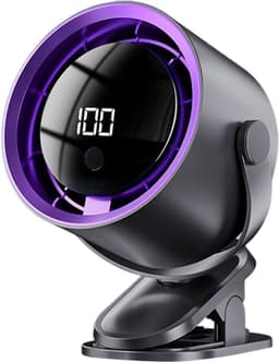 Draagbare bureauventilator, oplaadbare ventilator met LED-display, 100 snelheden, krachtige luchtcirculator (ook wandmontage mogelijk), 360° draaibare compacte tafelventilator voor thuis, autostoel, wieg en camping（Zwart） — thumbnail 1