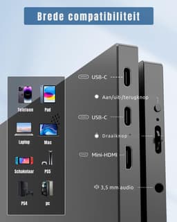 AHD® Portable Monitor - Draagbare Monitor - Portable Monitoren - Portable Monitor Laptop - Zwart - 41cm x 27cm x 6cm — thumbnail 2