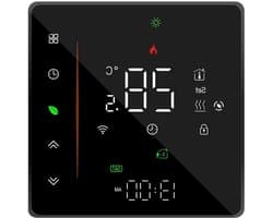 Slimme Thermostaat - Wifi Thermostaat - Verwarming Regelen - App Bediening - 5-35 Gradens - Zwart