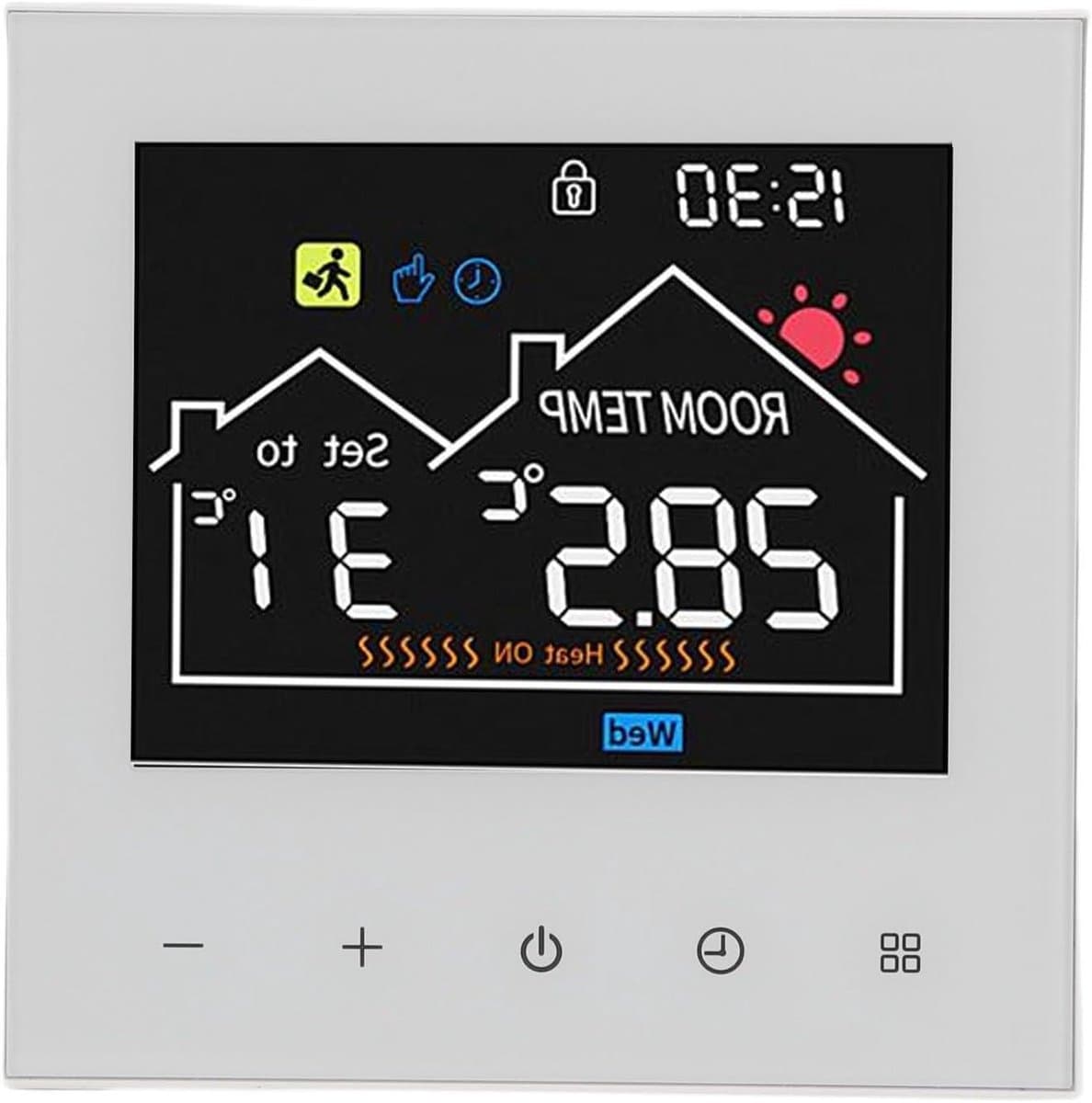 Slimme Thermostaat - Programmeerbaar Display - Energie Besparen - Geheugen Opslag - 86x86mm - Zwart — afbeelding 1