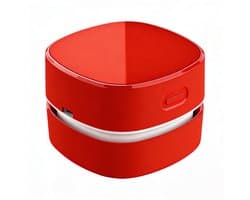 Kleine stofzuiger-kleine stofzuiger draadloos-Oplaadbare mini draadloze bureaustofzuiger - Reinigt gemakkelijk alle soorten hoeken - Verwijdert stof haar en klein vuil - rood - 7,9 x 7,9 x 6 cm