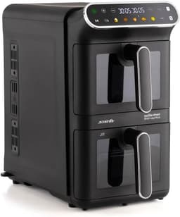 Verticale Dubbele Airfryer - Luchtfriteuse Toren - Gelijk Garen - Ruimtebesparend Ontwerp - 11 Liter - Zwart — thumbnail 1
