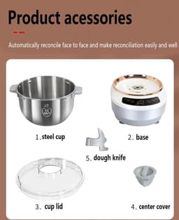 Deegmixer - Keukenmachine Mixer - Bakken en Deeg Maken - Met Fermentfunctie - 5 Liter - Zilver — thumbnail 5