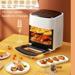 Heteluchtfriteuse Oven - Convectieoven Rotisserie - Gezond Koken - 15 Liter Capaciteit - 1300 Watt - Zwart — thumbnail 3
