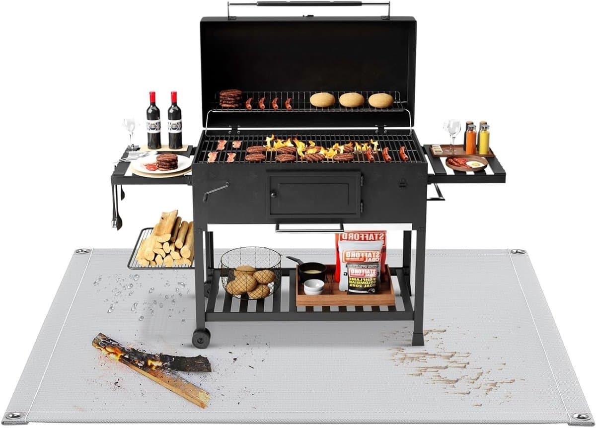 Grote Vuurvaste Grillmat van 87cm x 87cm, Hittebestendige Bescherming voor BBQ en Buitenkeuken, Waterdichte Barbecue Ondergrond voor Terrassen en Tuinen — afbeelding 1
