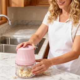 Mini Keukenmachine - Elektrische Hakker - Snel Ingrediënten Snijden - Eénknopsbediening - 350ml Capaciteit - Roze — thumbnail 5