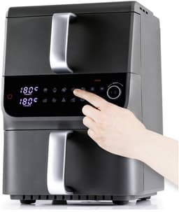 GOURMETmaxx FryUp dubbele kamer heteluchtfriteuse MultiSize - 10 l | verticale airfryer met 2 kamergroottes: minder verspilling van kookruimte | 10 programma's & led-touchdisplay | heteluchtfriteuse 2 kamers — thumbnail 4