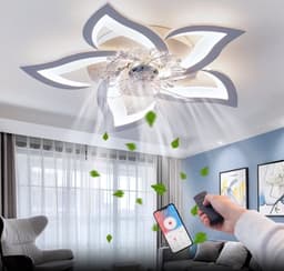 5 Lotus Ventilator - Bedienbaar Met Afstandsbediening & APP - Wit - Plafondventilator - Plafonniere - 6 Standen - Moderne Lamp - ⌀ 69cm — thumbnail 1