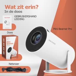 Neotex® Mini Beamer met Android 11 – 4K Ondersteuning – Draagbare HD Projector met WiFi 6 – 130 Inch Projectie – Ingebouwde Speakers – Mini Projector voor Thuisbioscoop, Films & Gaming – Wit — thumbnail 3