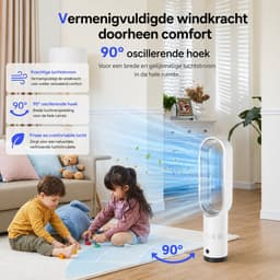 Pelor Bladloze Torenventilator 24 Inch – Luchtreiniger met Koelfilter – 10 Snelheden – Stille Modus – Wit – Veilig & Energiezuinig — thumbnail 4