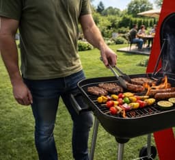 Houtskool BBQ Grill met Deksel – Tuingrill met Wielen Rooster – barbecue – bbq hoes – bbq houtskool – 43,5x38,5cm – 62569 — thumbnail 5