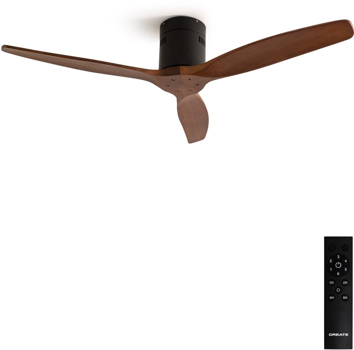 CREATE - Plafondventilator 40W silent 100% hout - S - Geen licht - Afstandsbediening - WIND CALM NATURAL WOOD — afbeelding 1