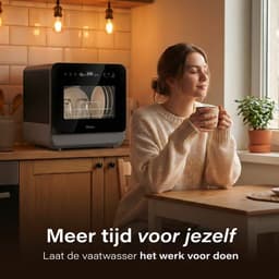 Skoov Vrijstaande mini vaatwasser met waterreservoir - Afwasmachine vrijstaand - Dishwasher - Vaatwas - Met bestekmand - Kleine vaatwasmachine - Smalle - Tafel - Camping - Zwart - Compact - 3 Couverts - 7 wasprogramma’s — thumbnail 5