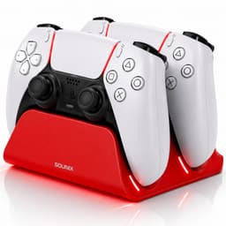 Sounix Oplaadstation geschikt voor PS5 / PS5 Slim / PS5 PRO / DualSense Controller - PS5 accessoires - Dual Oplader - Charging Dock - Rood — thumbnail 1