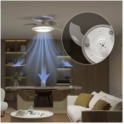Philips Bliss Plafondventilator met ingebouwde LED-lamp - 3 Intrekbare bladen, diameter: 106cm - 4500 Lumen - Instelbaar wit licht van 2700K tot 6500K - Dimbaar tot 5% - Afstandsbediening - Wit met goud — thumbnail 4
